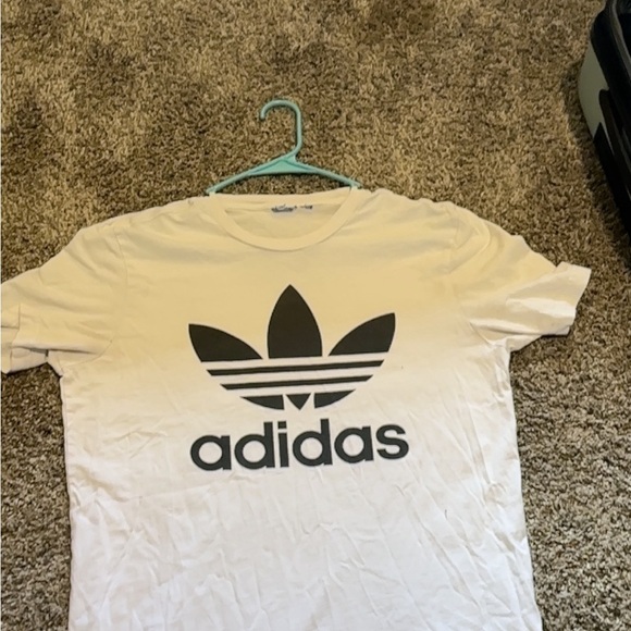 Adidas White Tee with Black Trefoil Logo Approx L - Picture 5 of 6